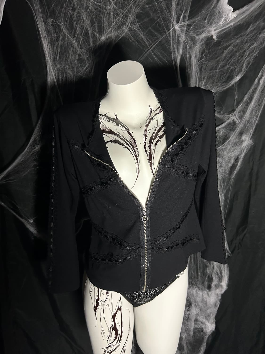 black lace zip up 상품이미지1