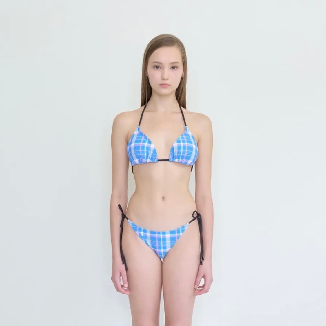 파이시스 플레이드 체크 트라이앵글 비키니 블루 상품이미지2