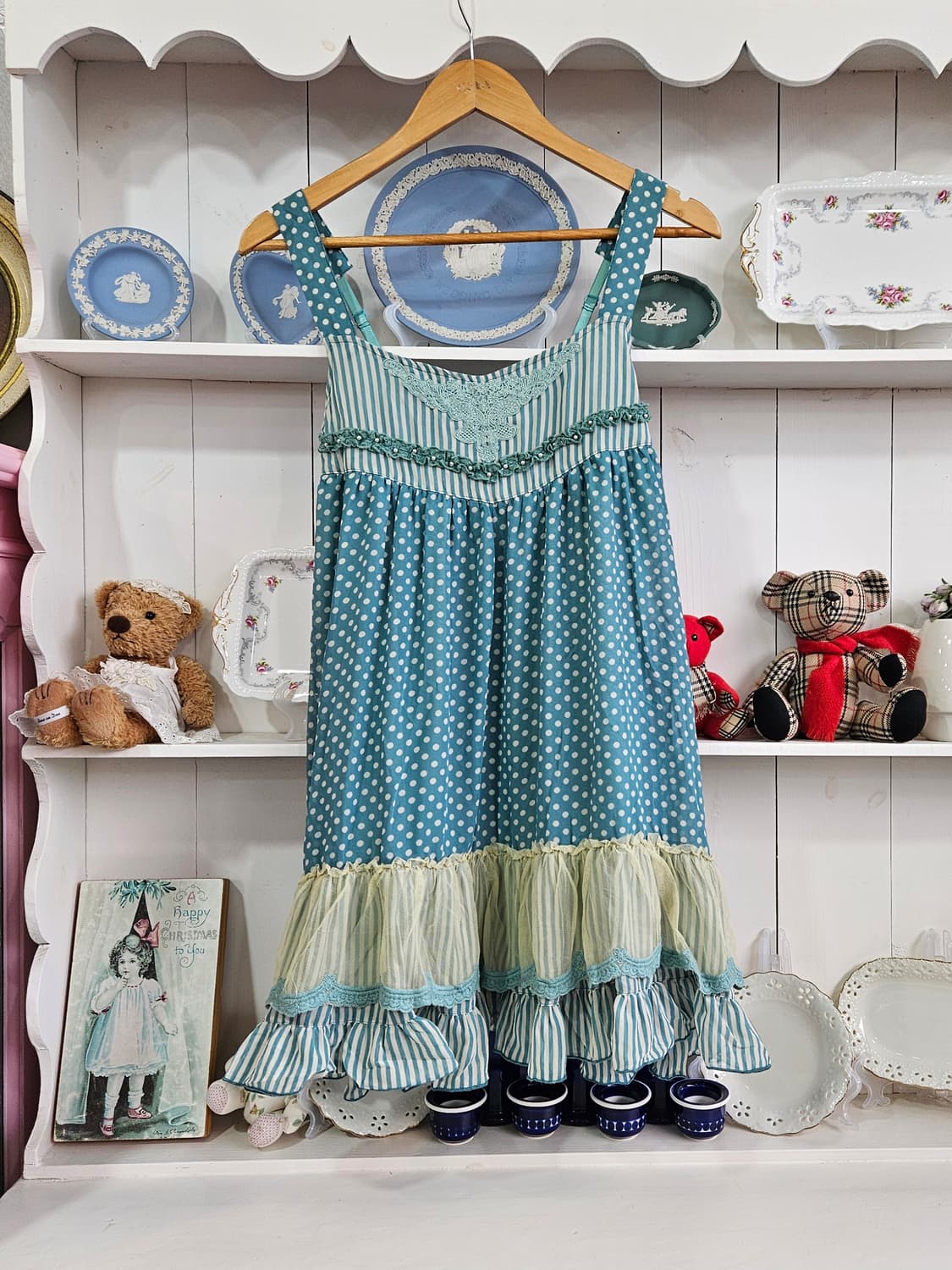 no0327(Axes Femme) 민트 도트 프릴 원피스 상품이미지2