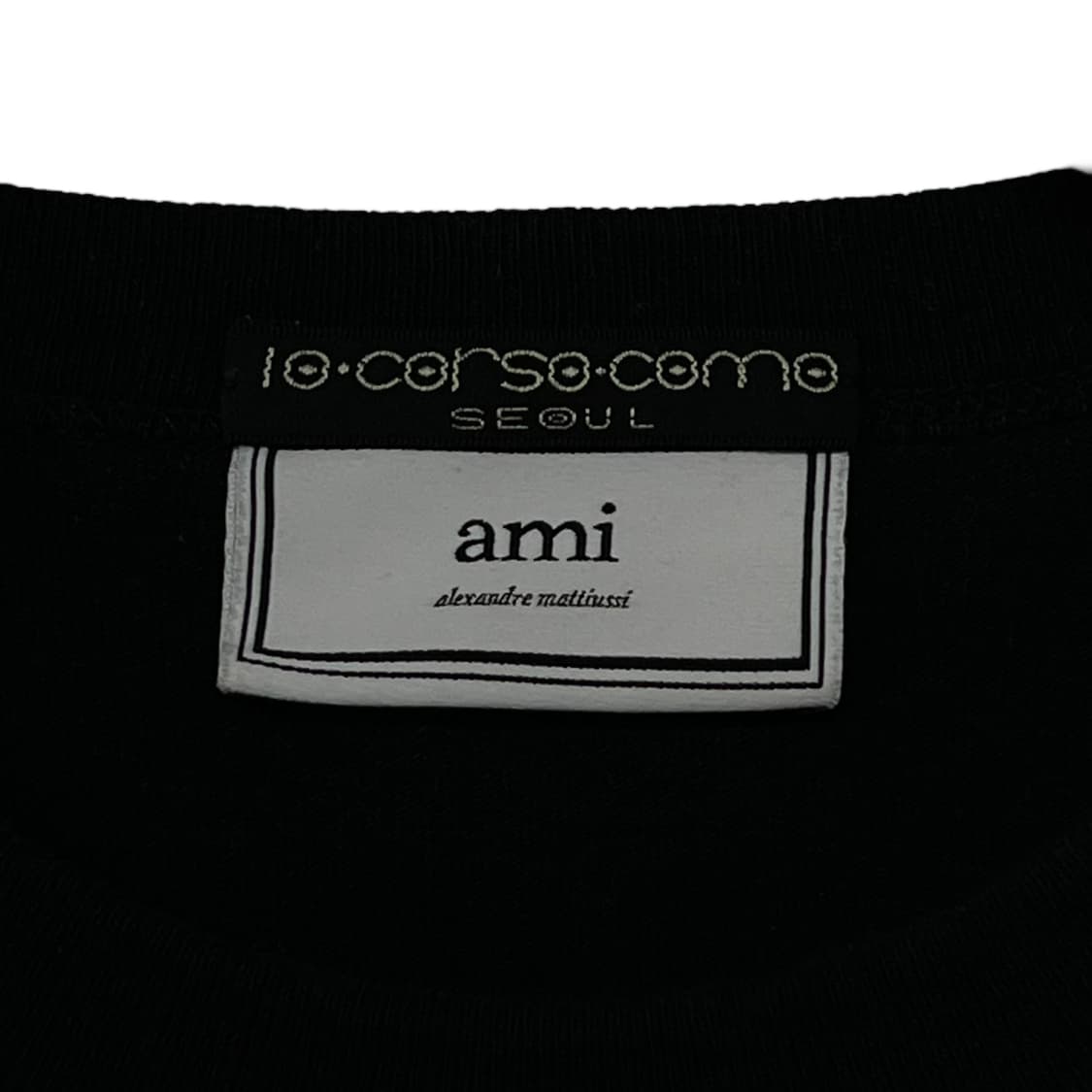 아미 Ami 하트 자수 로고 반팔 티셔츠 블랙 상품이미지4