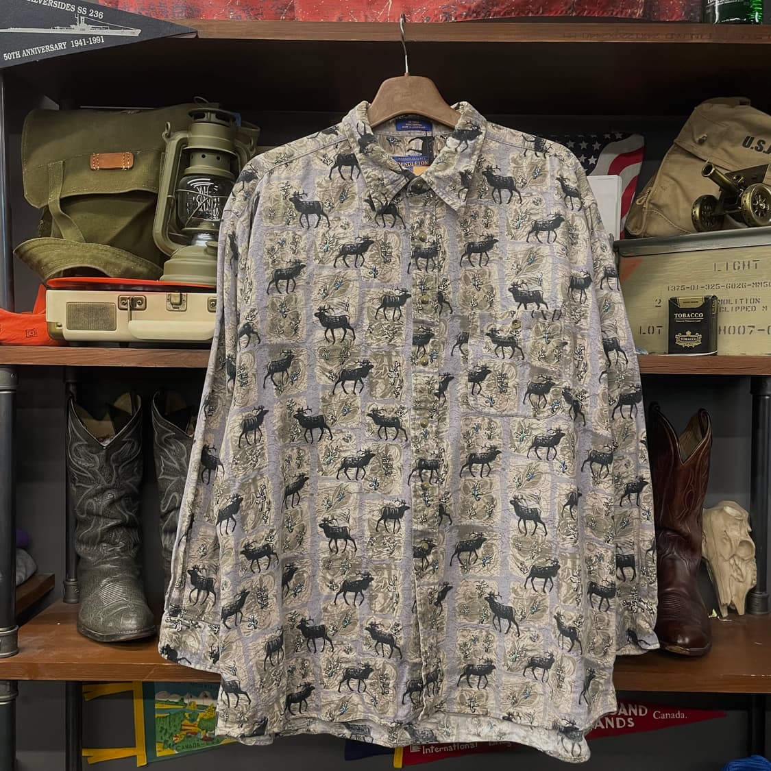 펜들턴 빈티지 순록 애니멀 패턴 플란넬 버튼업 셔츠 N295 상품이미지1