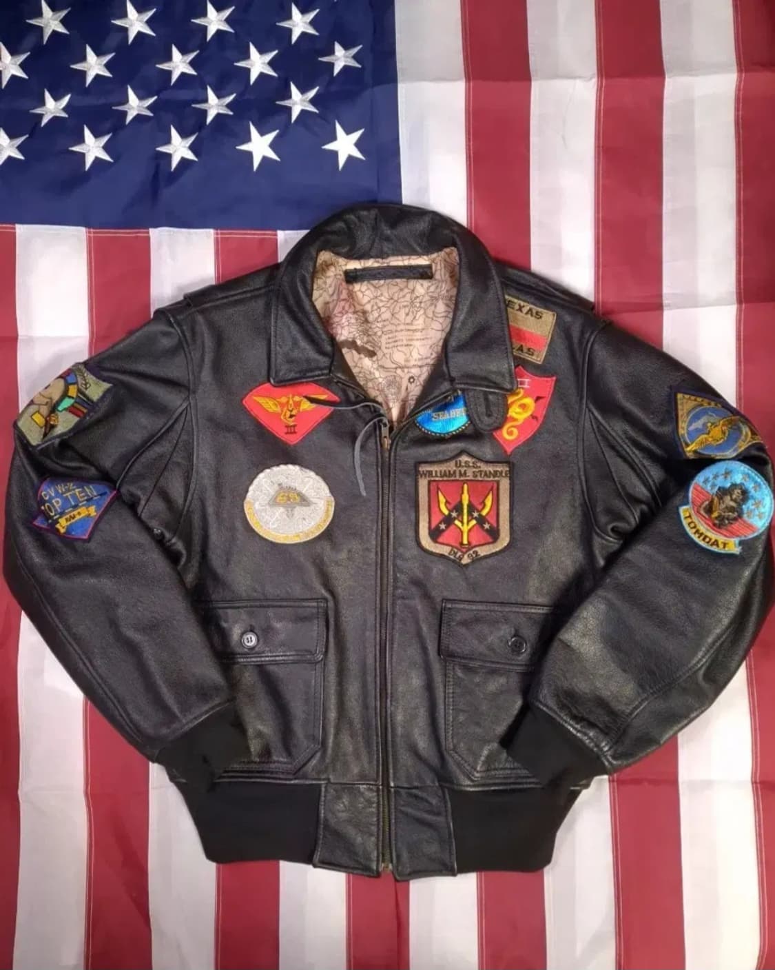 새제품 일본판 빈티지 탑건 미해군 G-1 리얼레더 항공자켓 상품이미지1