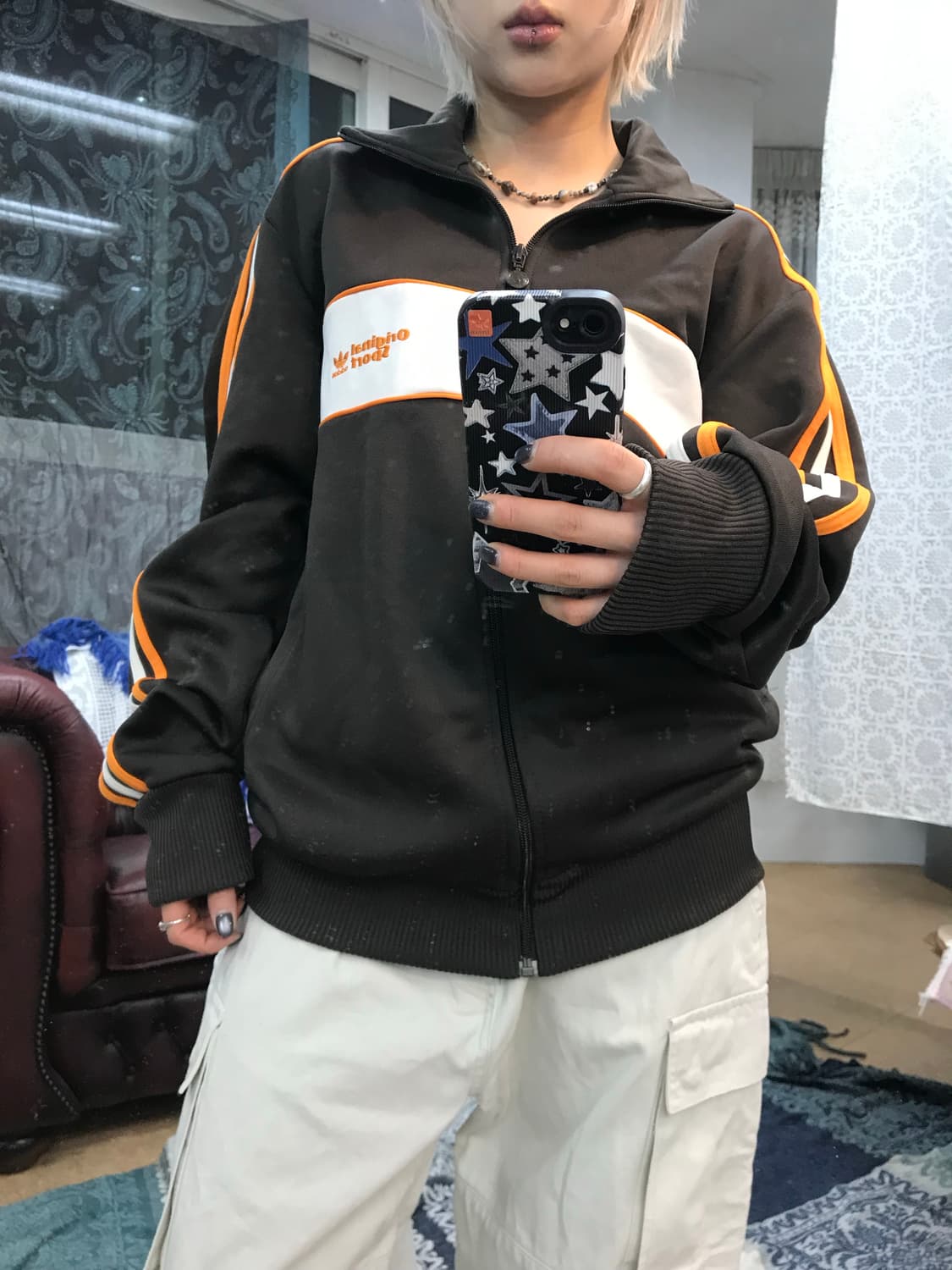 아디다스 오렌지브라운 저지 트랙탑  상품이미지2