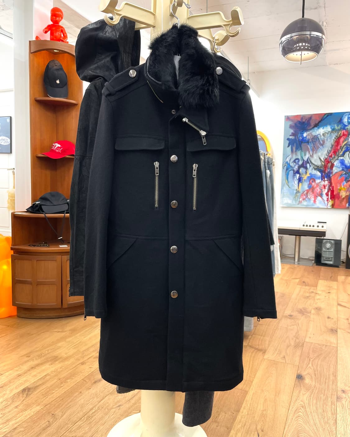 [M] 캐서린햄넷 퍼 트리밍 코트 상품이미지4