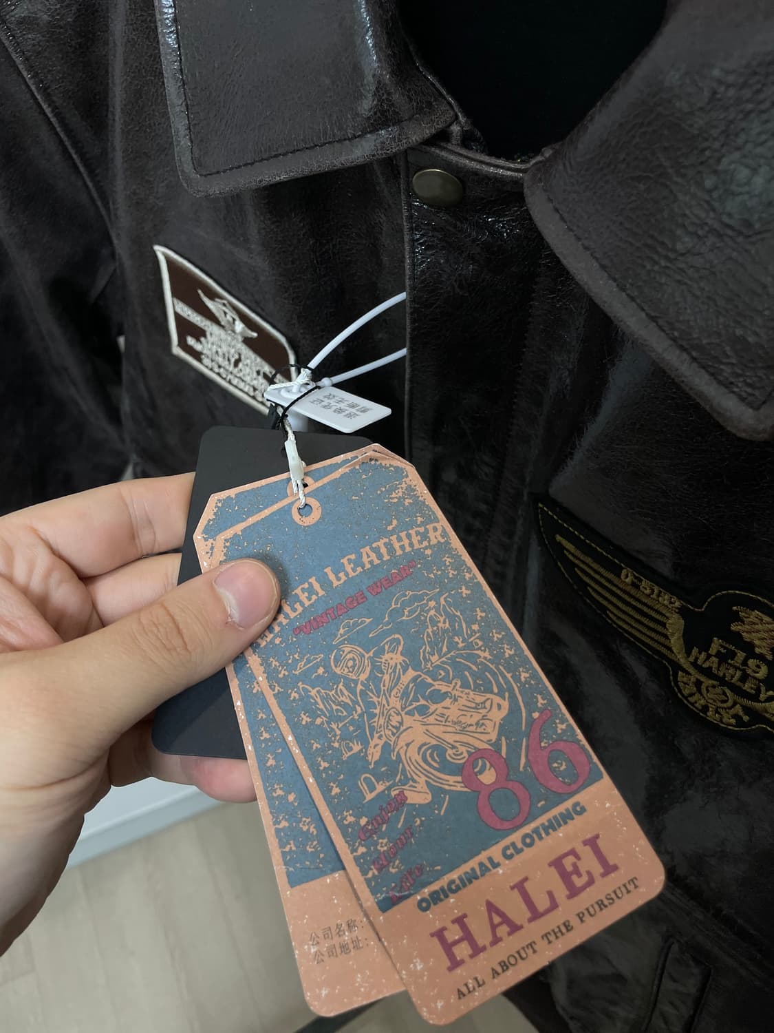 (107~) Halei Leather 소가죽 패치 플라이트 자켓 상품이미지5