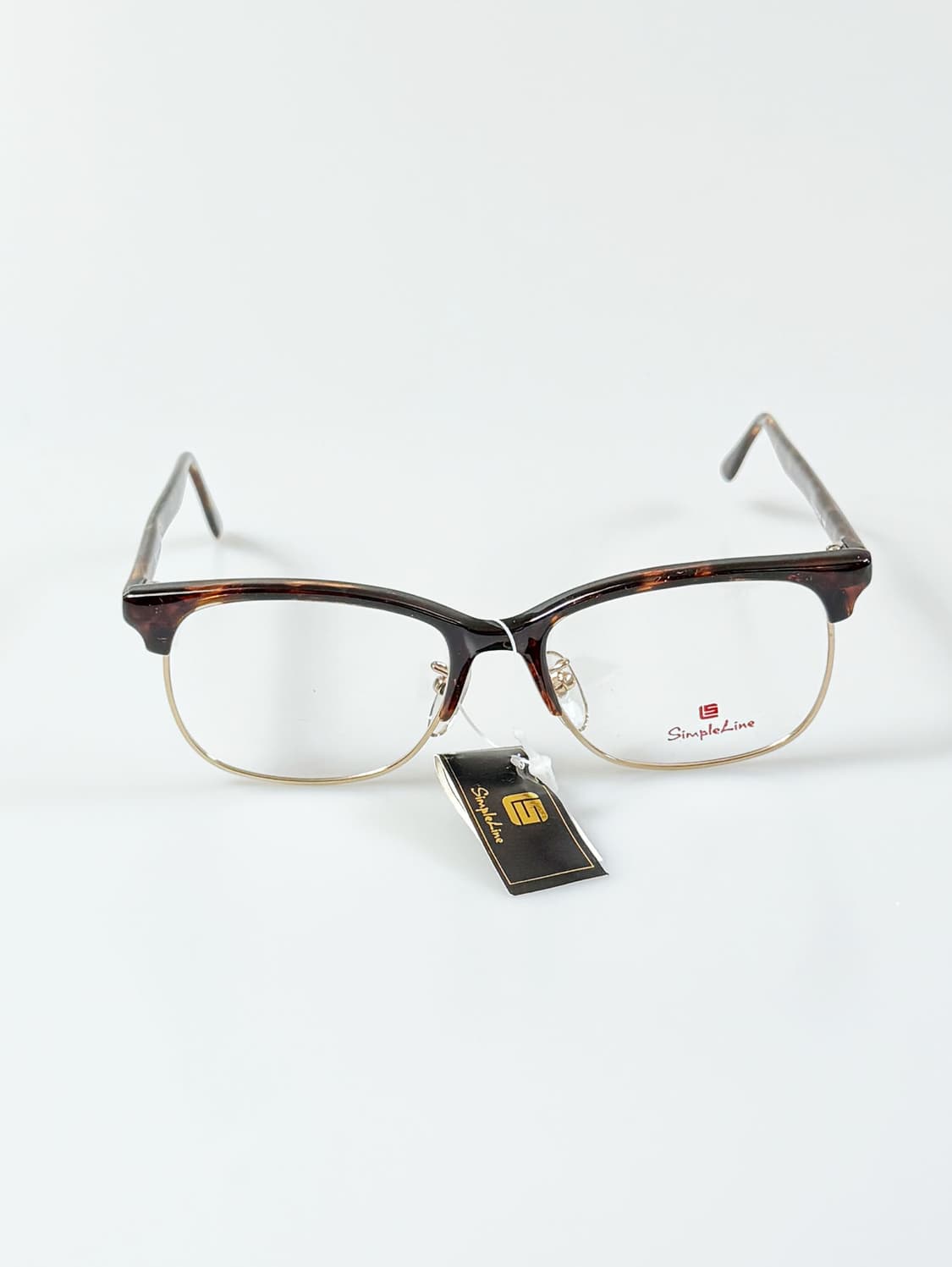 90s SIMPLE LINE 브라운톤 하금테 스퀘어 빈티지 안경 상품이미지2