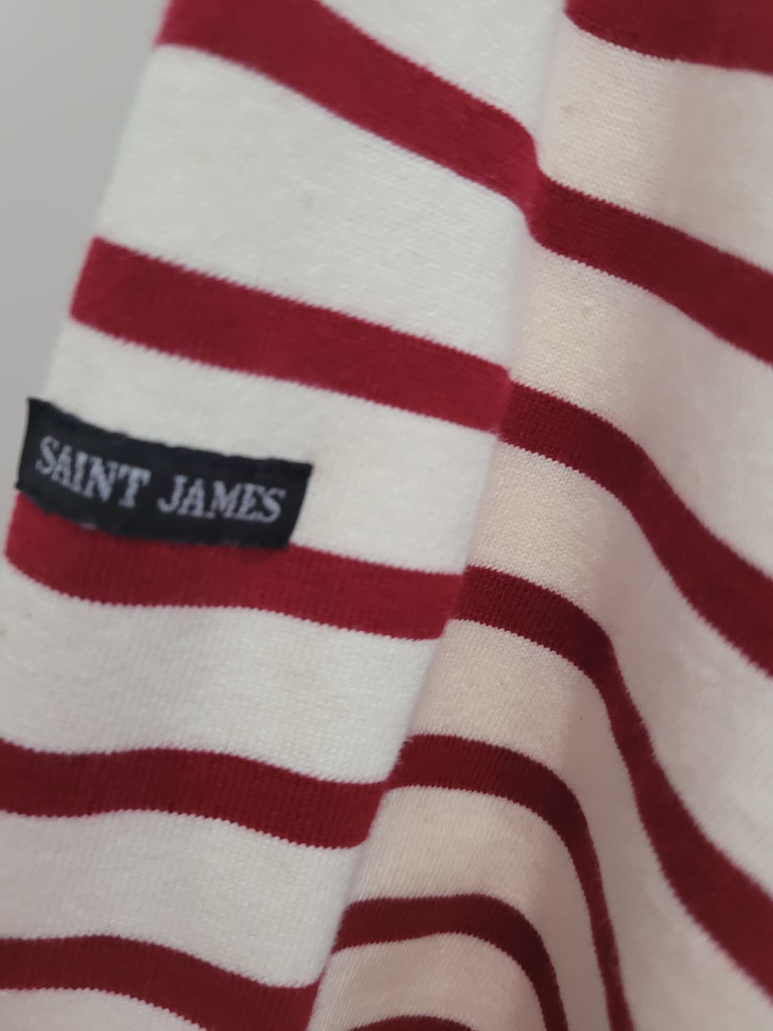 세인트제임스 레드 단가라 엘보패치 긴팔 티셔츠 S사이즈 상품이미지6