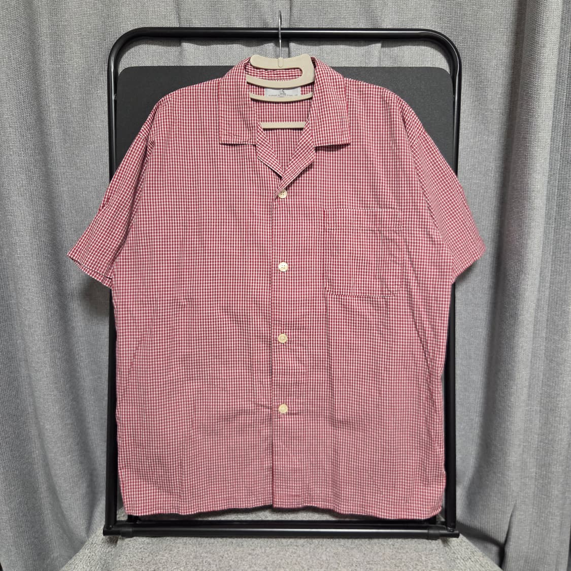 90s 일본제 반팔 체크 셔츠 L-XL(100-105) 상품이미지1