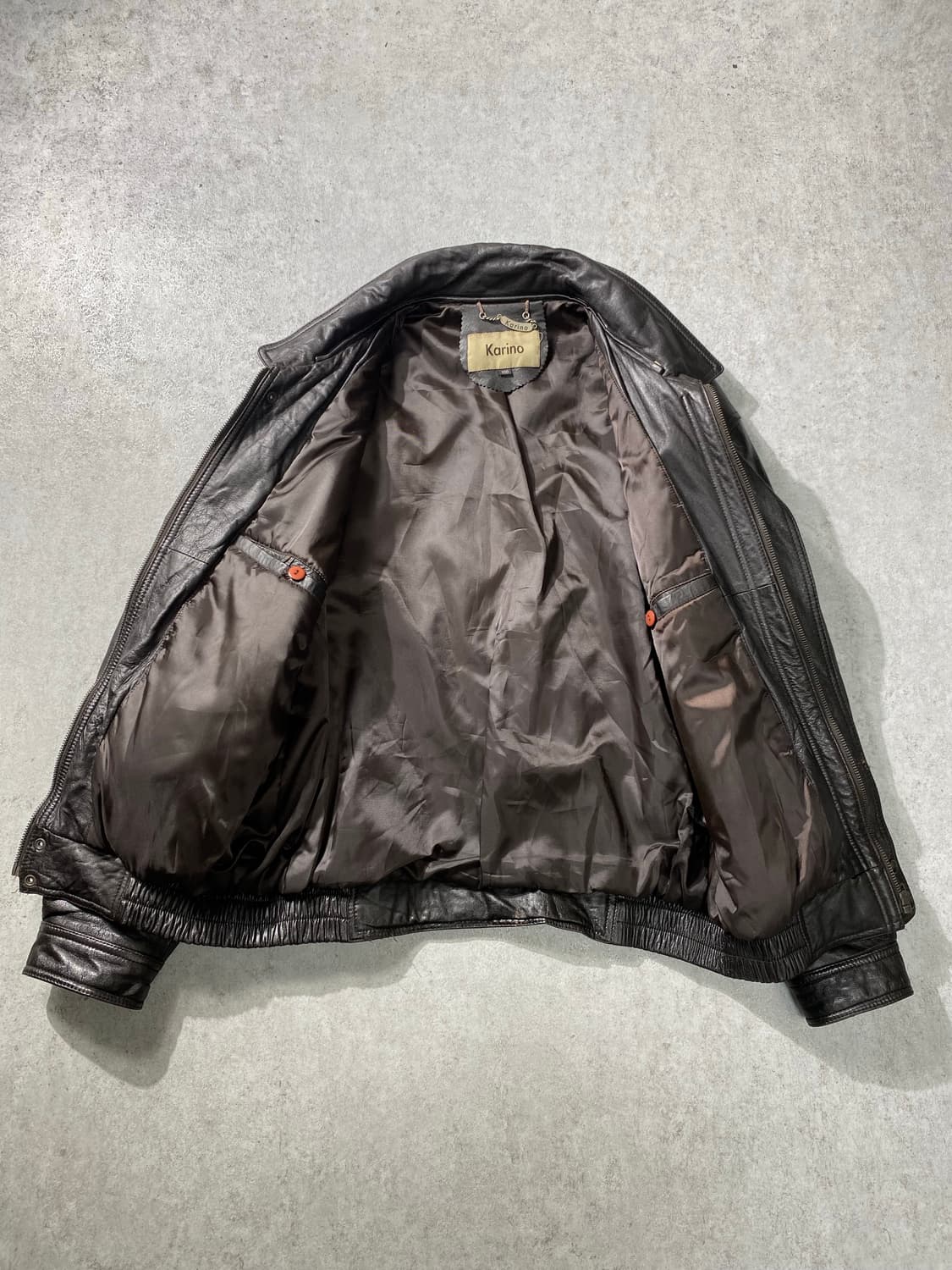 [L] 90s Karino 빈티지 양가죽 레더 봄버자켓 상품이미지4