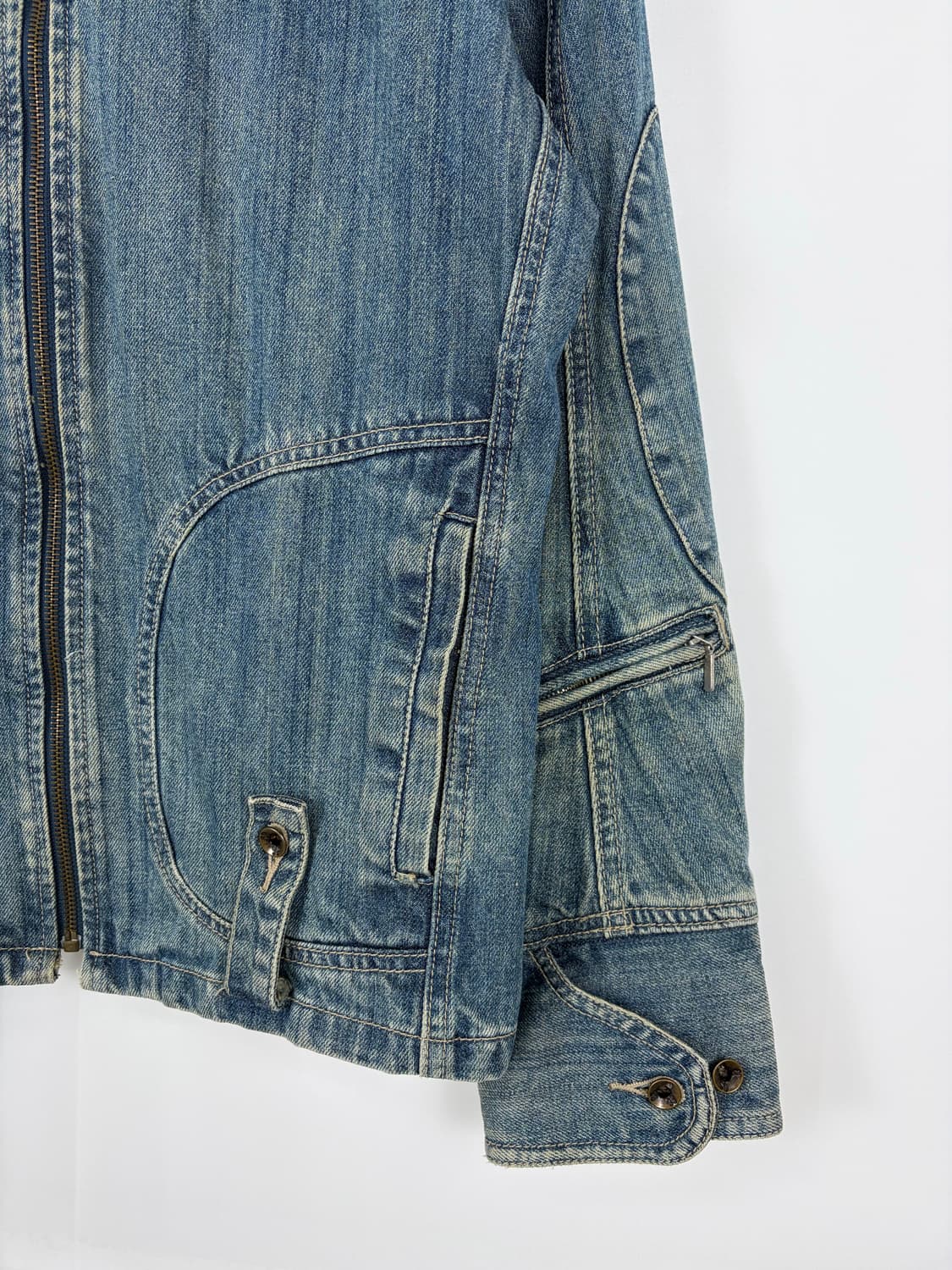 a133) 지스타 로우 워시드 데님 바이커 자켓 상품이미지4
