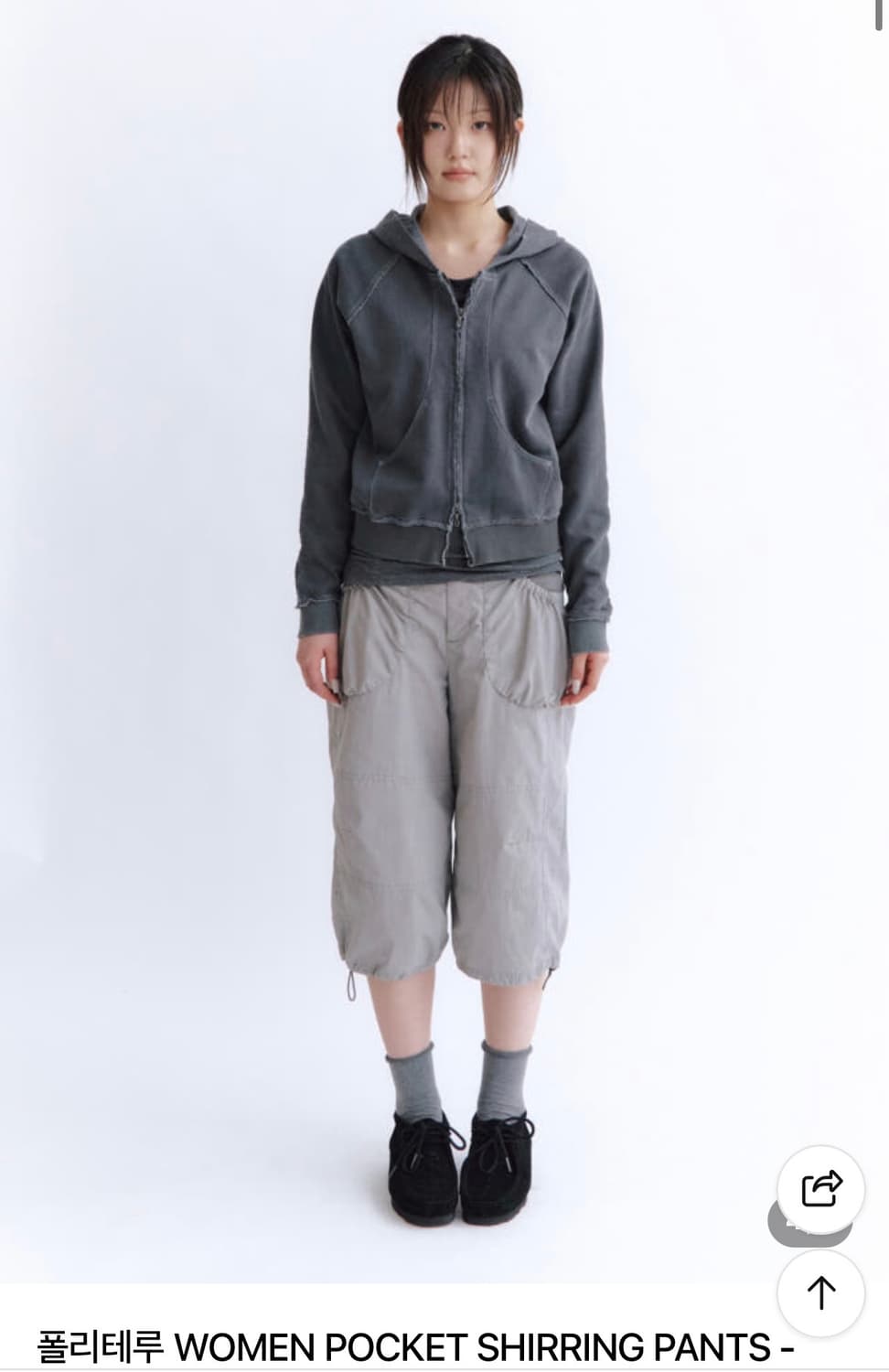 폴리테루 WOMEN POCKET SHIRRING PANTS - GRAY 상품이미지1