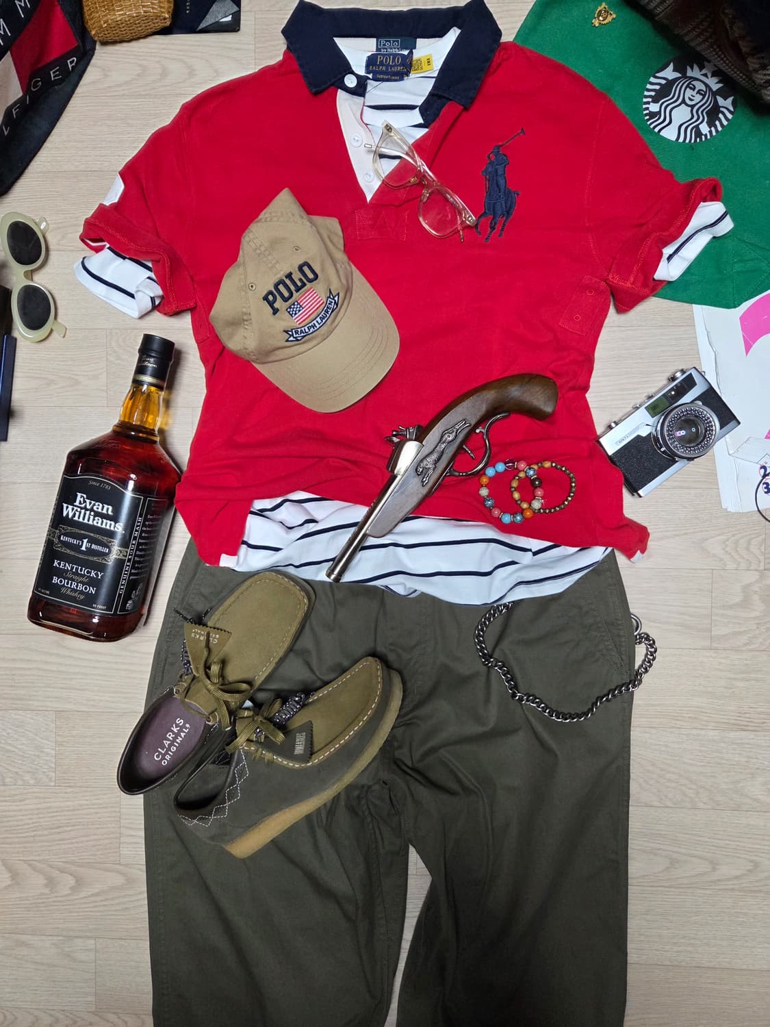 POLO RALPH LAUREN 레드 네이비 반팔 카라티 티셔츠  상품이미지3