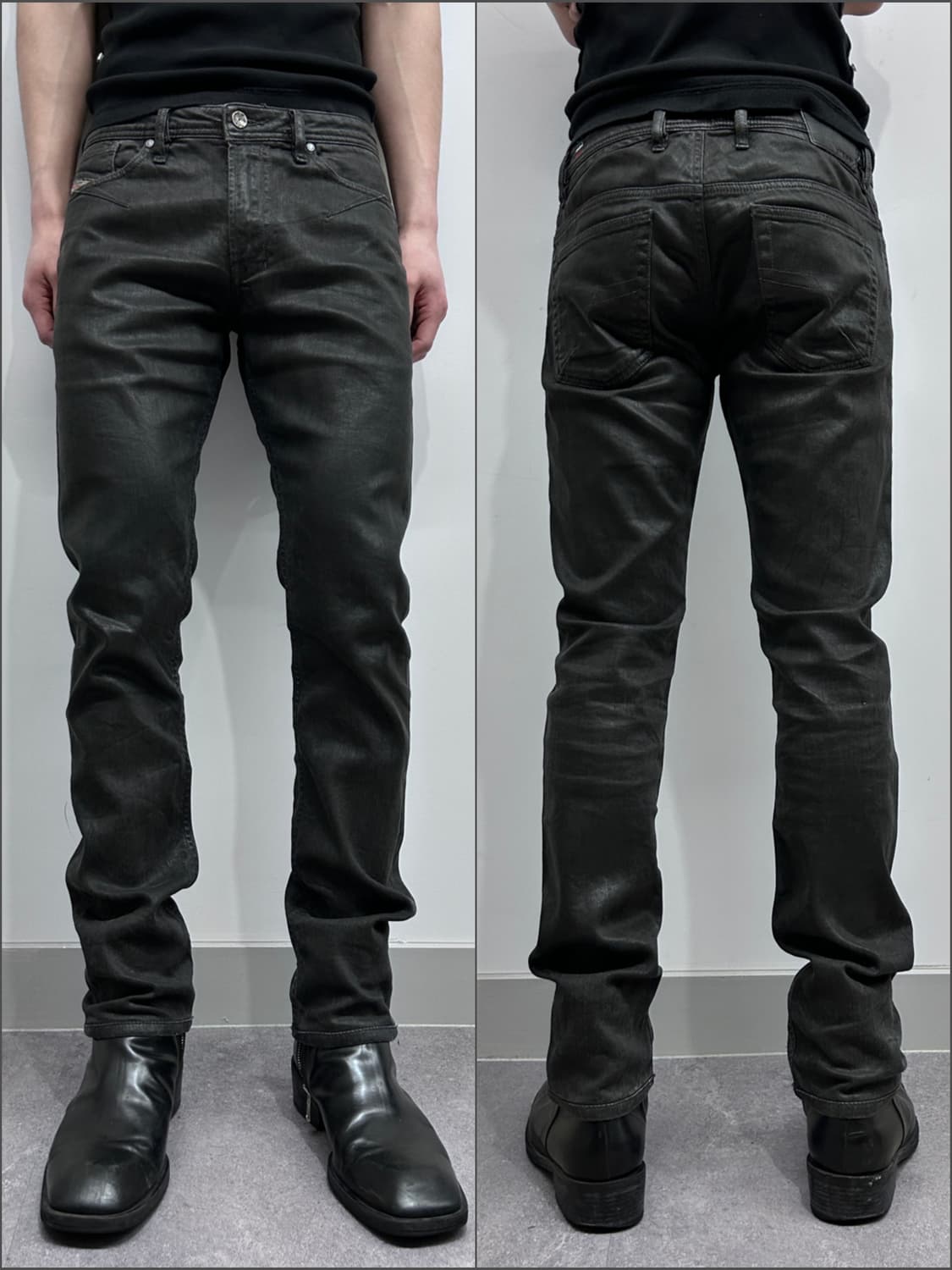 디젤 블랙 코팅 데님 팬츠 상품이미지1