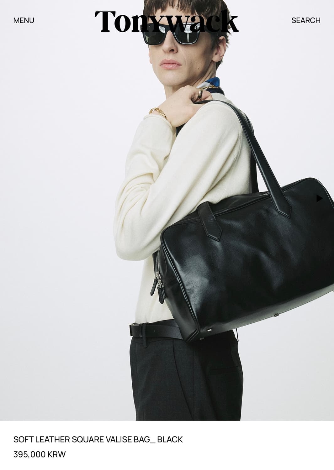 토니웩 소프트레더 스퀘어백 블랙 새상품 상품이미지1