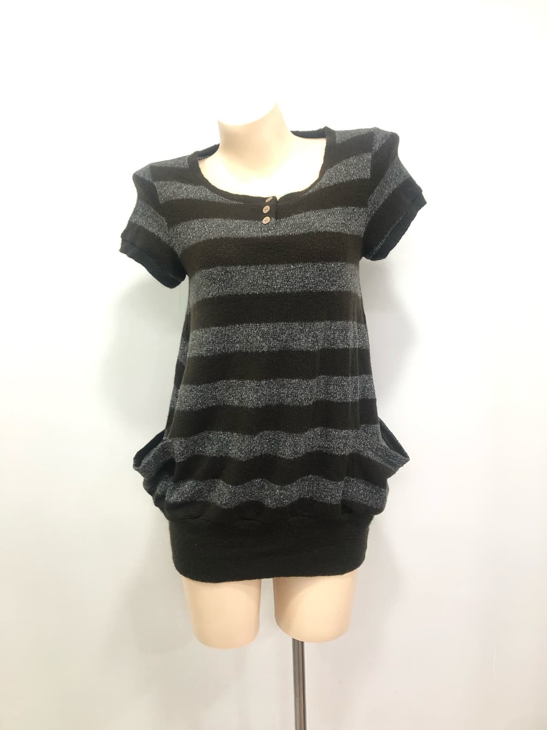 pocket striped short sleeve knit top 상품이미지1