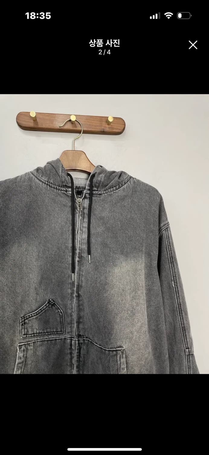 디미트리블랙 페이드 워싱 OG 그레이 데님 후드집업 A3404 상품이미지3