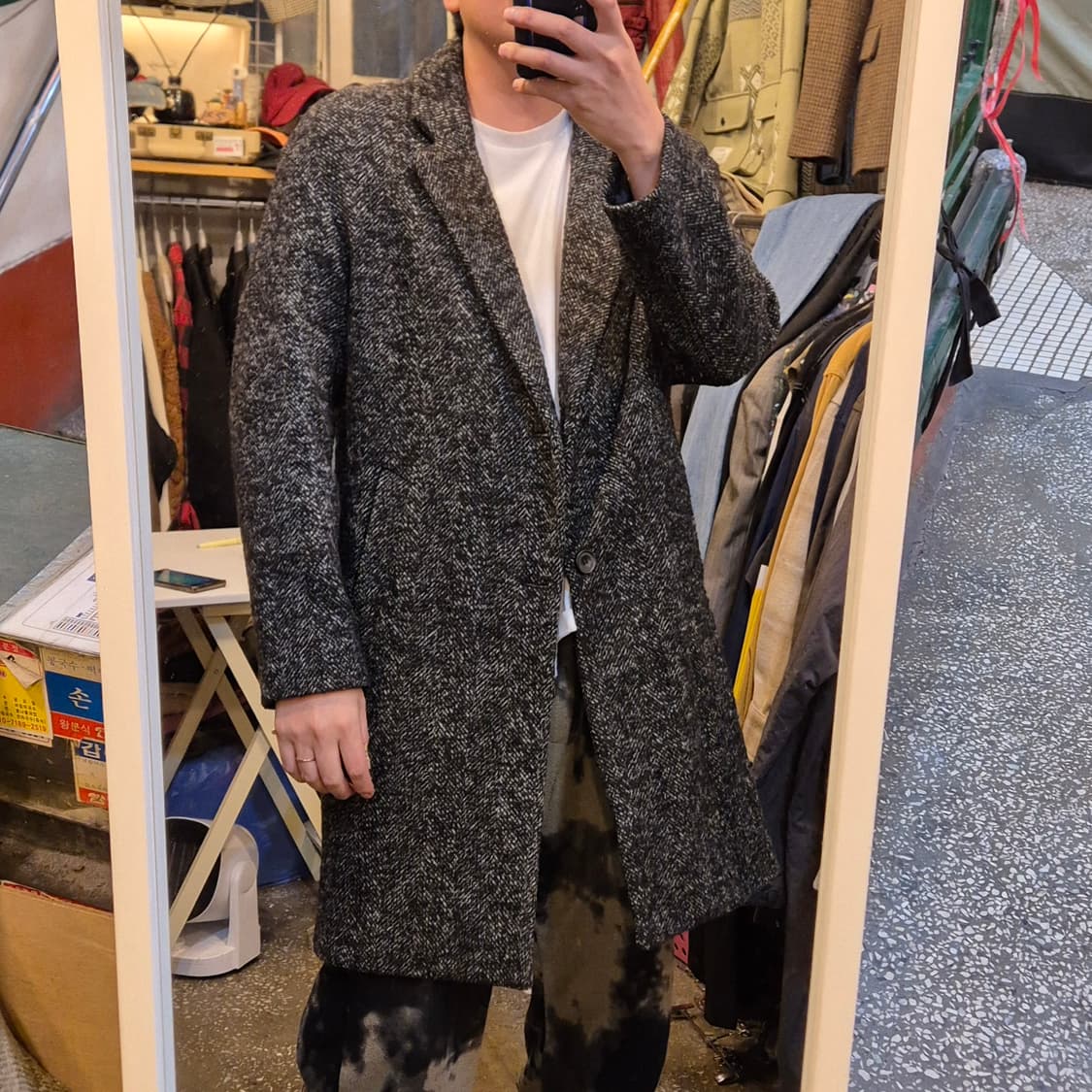 XL(착샷잇음) 보카시 울 싱글롱코트  상품이미지3