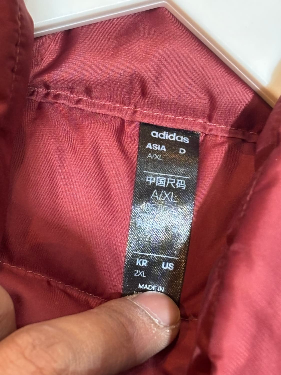 아디다스 경량패딩 2XL 110사이즈 버건디 상품이미지5