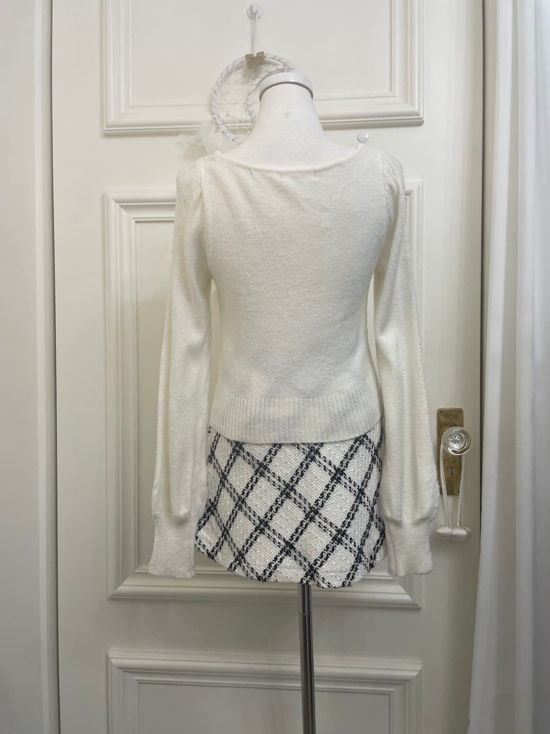 ivory black check glitter tweed flare mi 상품이미지8