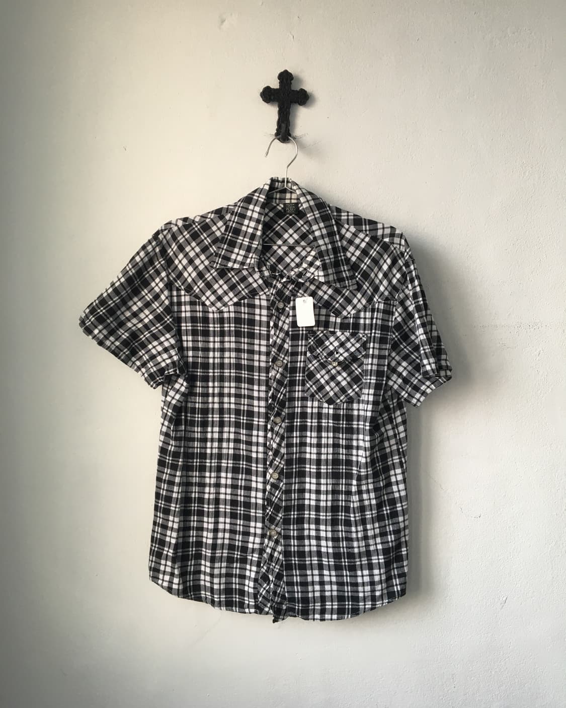 Back printing point check pattern shirt 상품이미지2