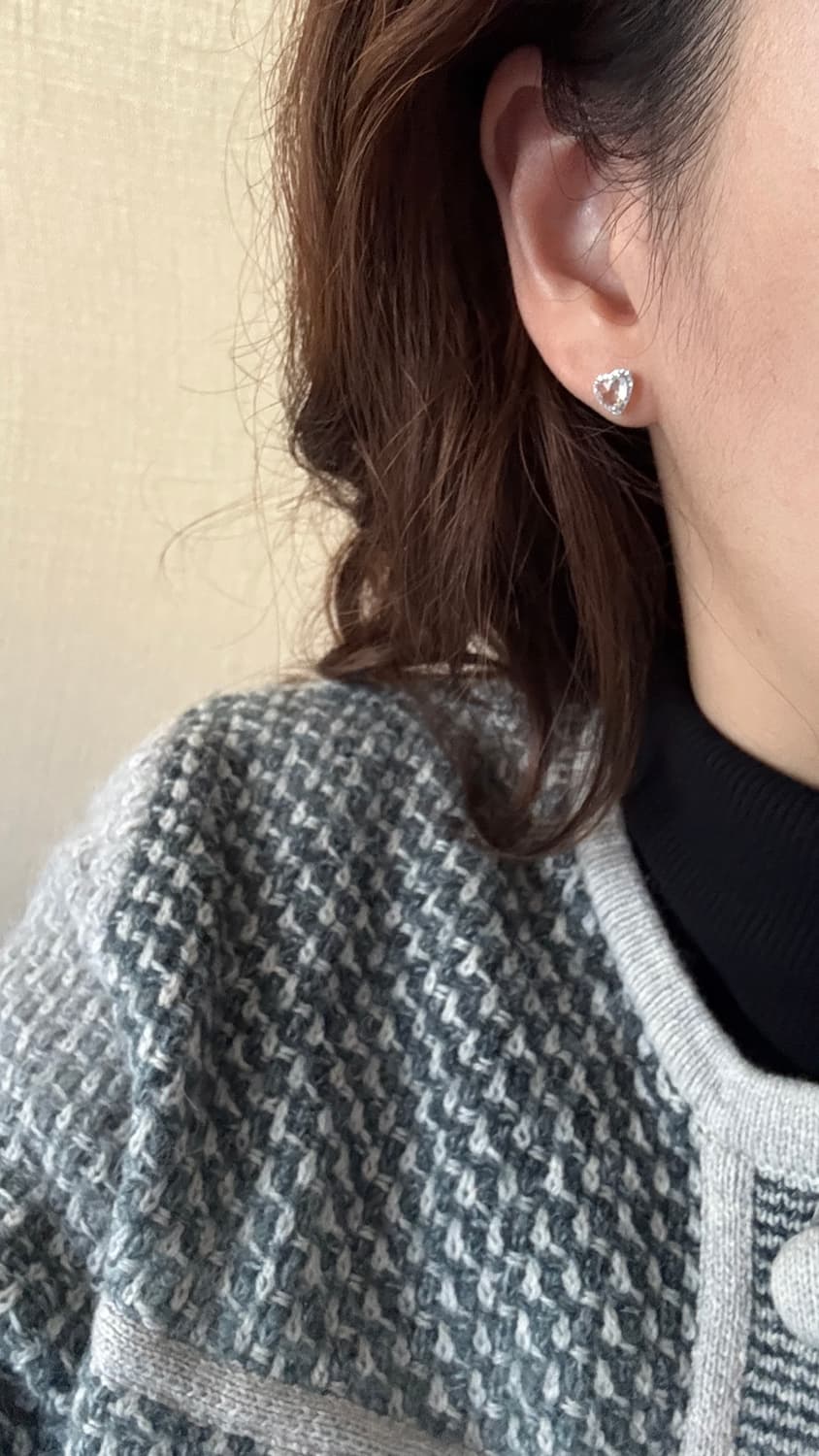 14k 백수정 다이아몬드 하트 귀걸이 상품이미지6