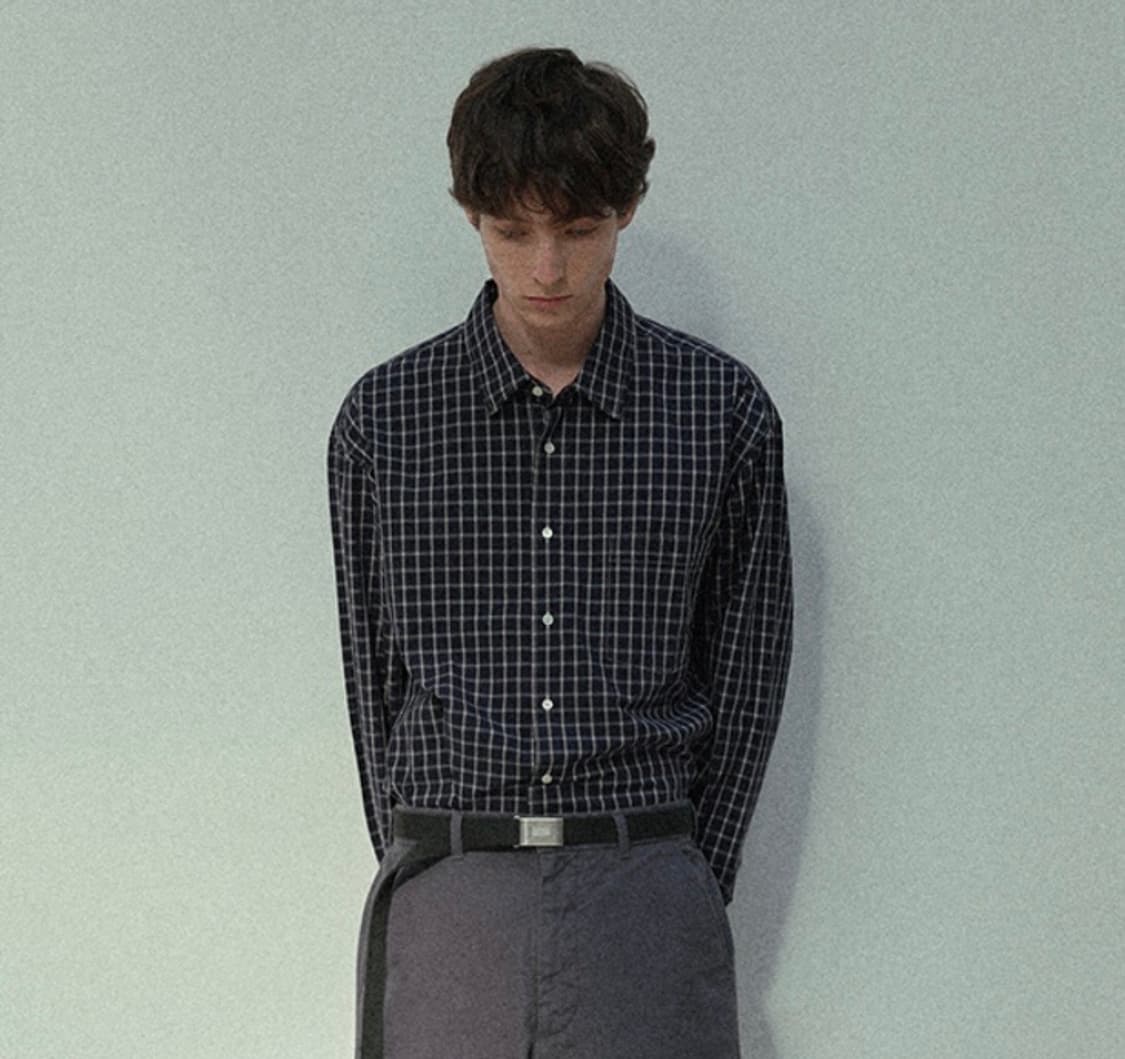 토마스모어 네이비 체크셔츠 상품이미지2