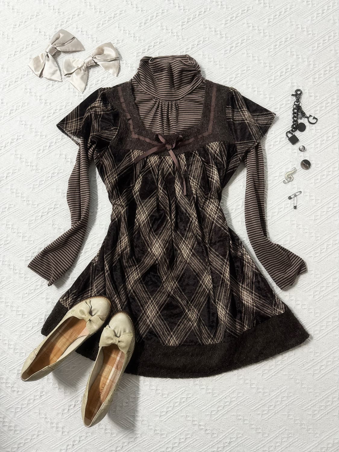 스트라이프 패턴 셔링 넥 폴라 티 상품이미지4