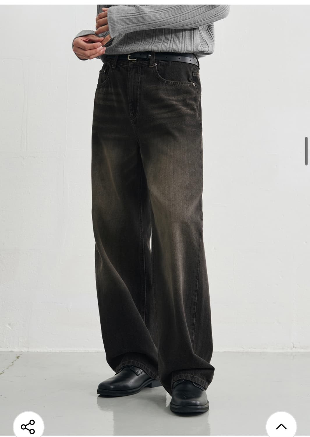 (새상품)(L) 드로우핏 콘트라스트 세미 와이드 워싱 데님 팬츠 판매 상품이미지5