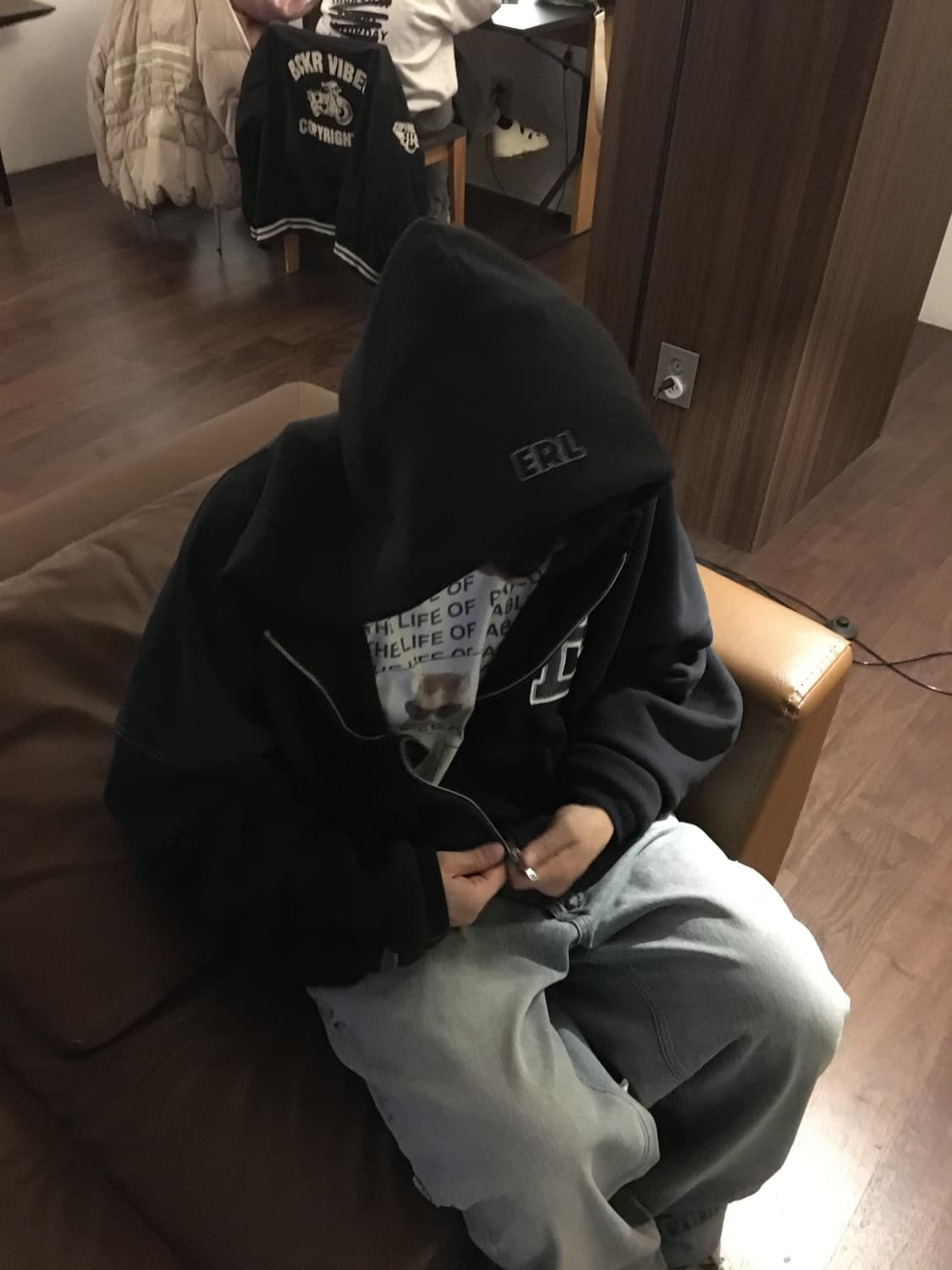 ERL 바시티 후드집업 네이비 상품이미지1