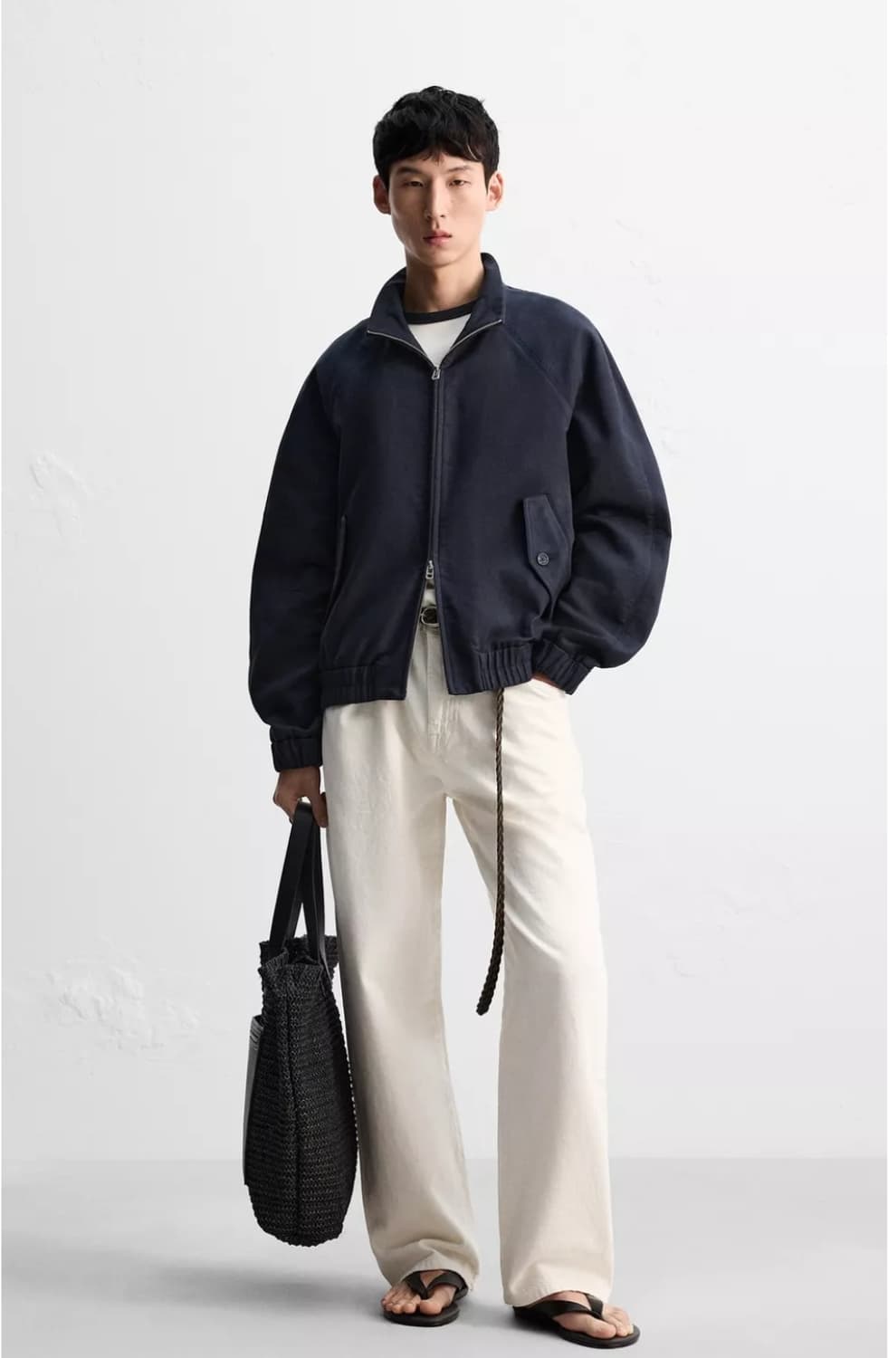 [L]자라 ZARA 스트럭처 점퍼 자켓 네이비 상품이미지4