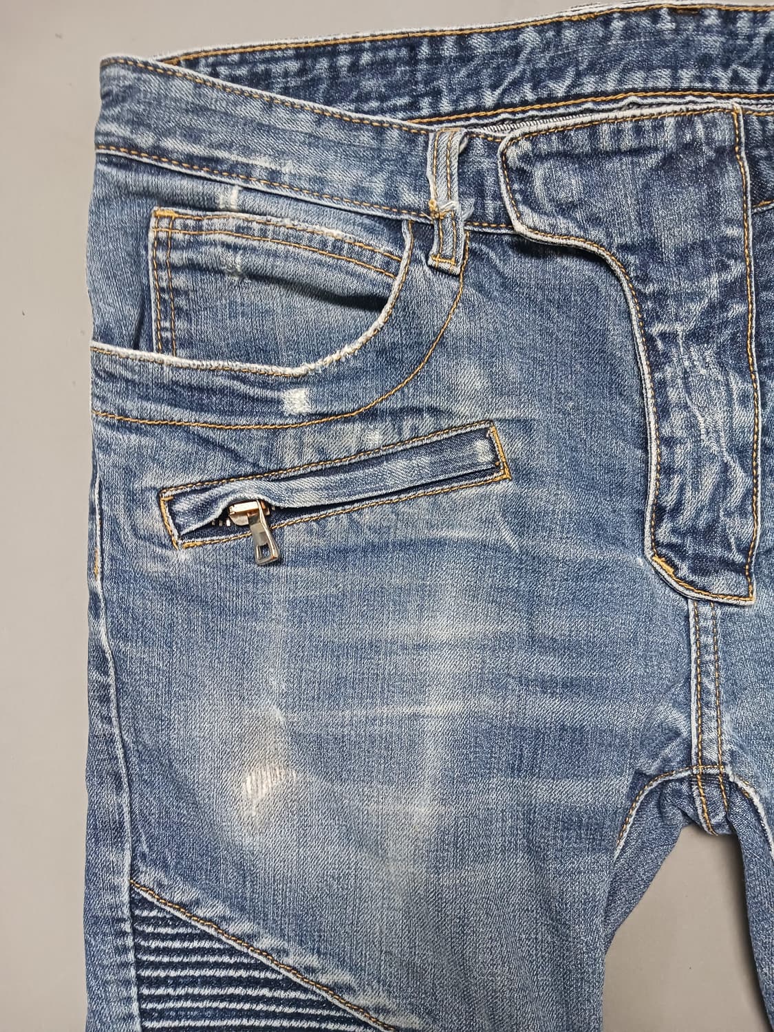 [33] 발망 스티치덧댐 바이커진 청바지 상품이미지2