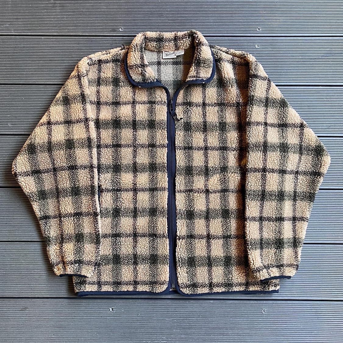 (105) 90’s 울리치 체크 보아 플리스 자켓  상품이미지1