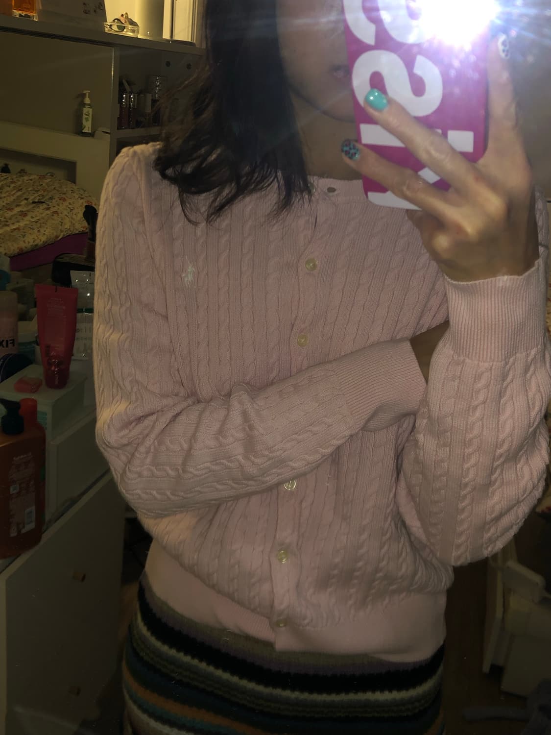 폴로 걸즈 가디건 핑크 상품이미지1