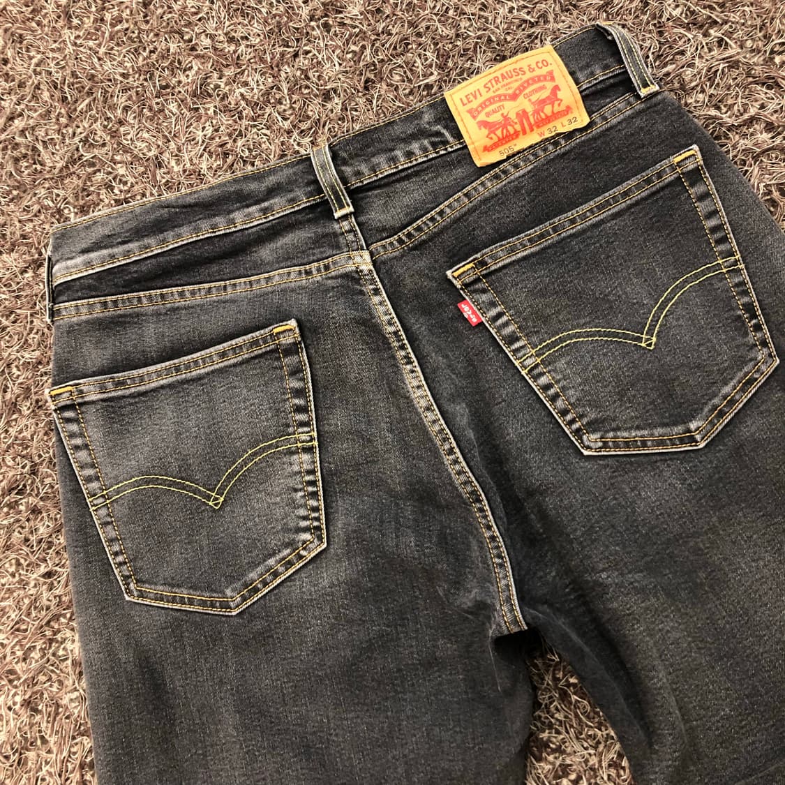 리바이스 505 흑청 블랙 워싱 데님 팬츠 상품이미지5