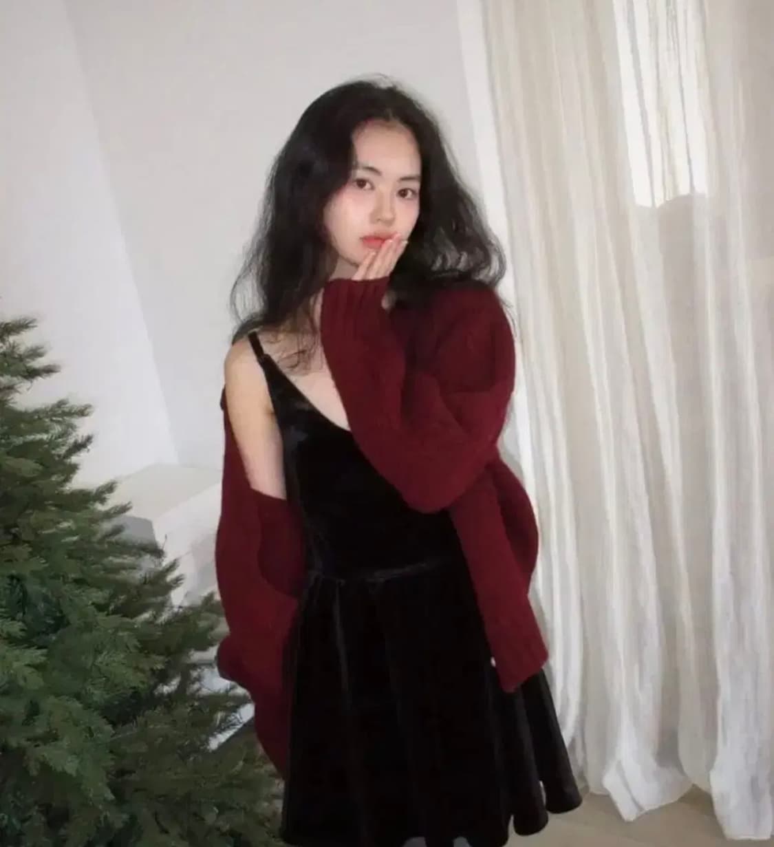 아카이브제이투유 펄 셔틀랜드 가디건 버건디 상품이미지1