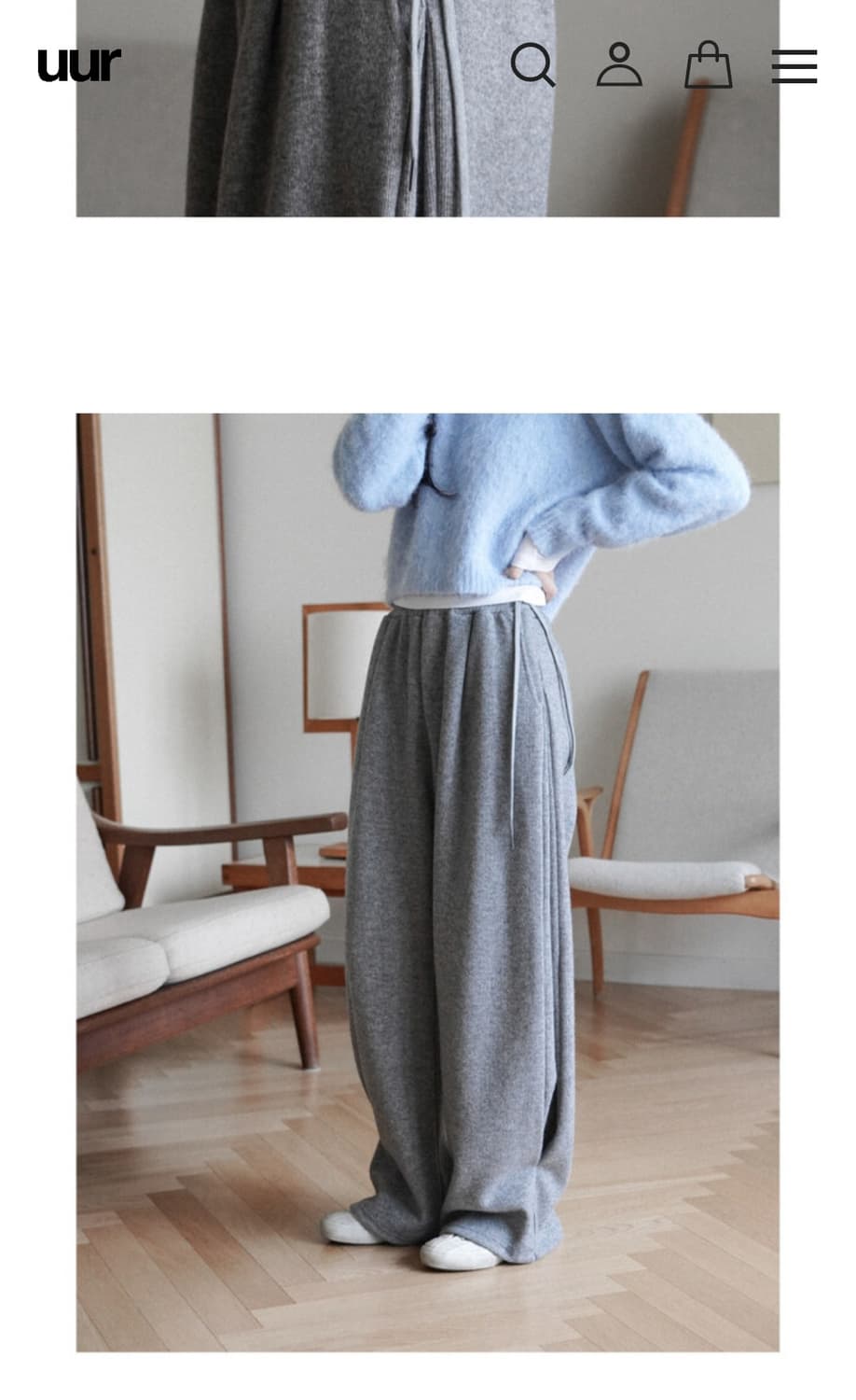 uur 유유알 사이드 핀턱 밴딩 슬랙스 라이트그레이 숏 상품이미지6