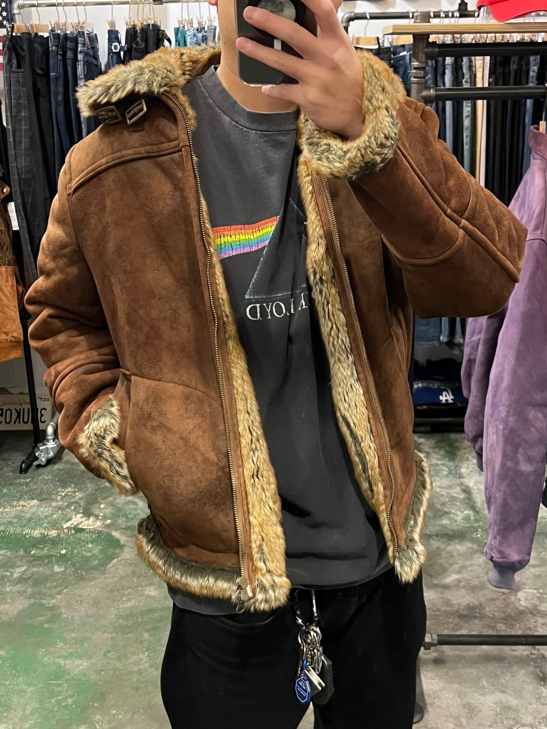 00's [2XL] 핑크플로이드 다크사이드 빈티지 티셔츠 블랙 페이딩 상품이미지3