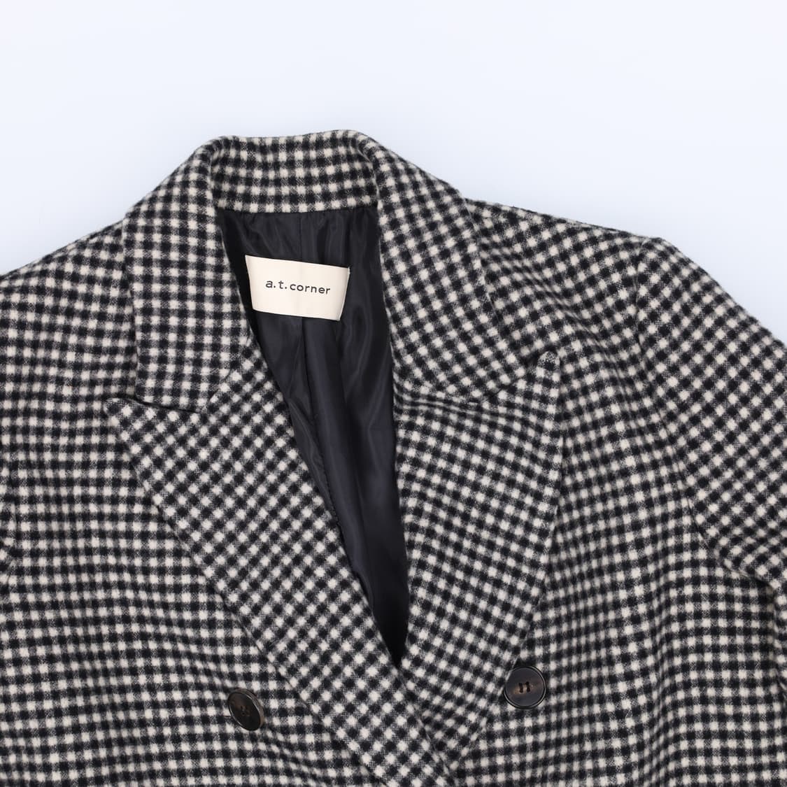 88 앳코너 울 체크 더블 코트 롱자켓 0326J 상품이미지2