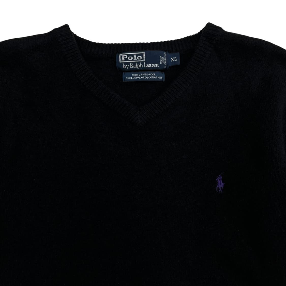 폴로 랄프로렌 퍼플포니 블랙 브이넥 니트 XL 상품이미지5