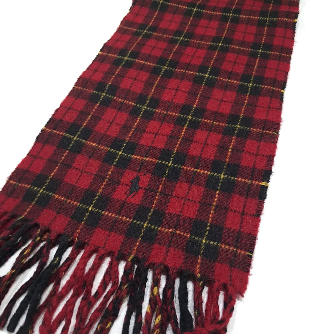 MX547 폴로 90s 이태리판 울 레드 타탄 체크 머플러 목도리 상품이미지3