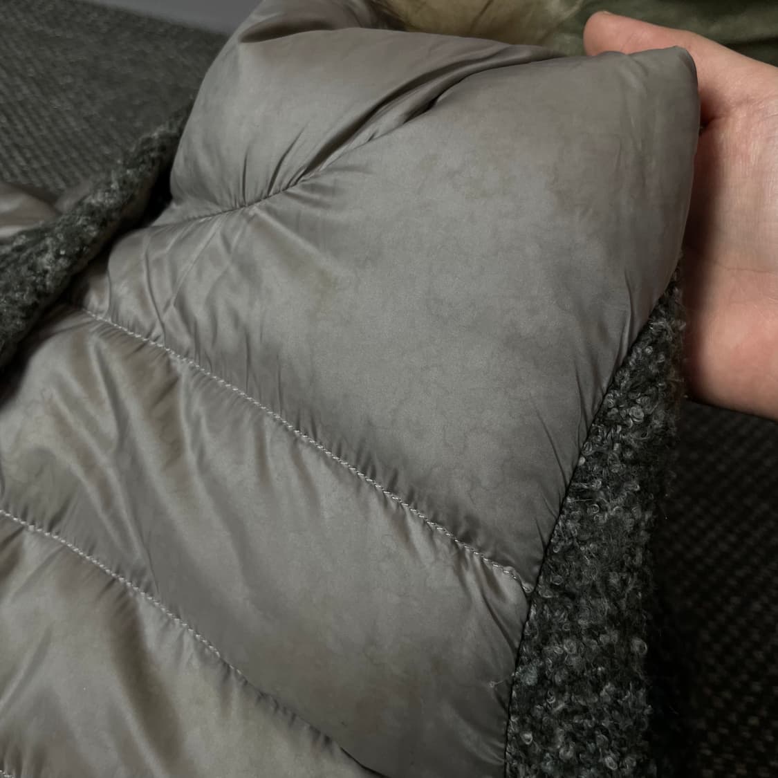 다운인타운 그레이 혼방 퍼 롱자켓 상품이미지7