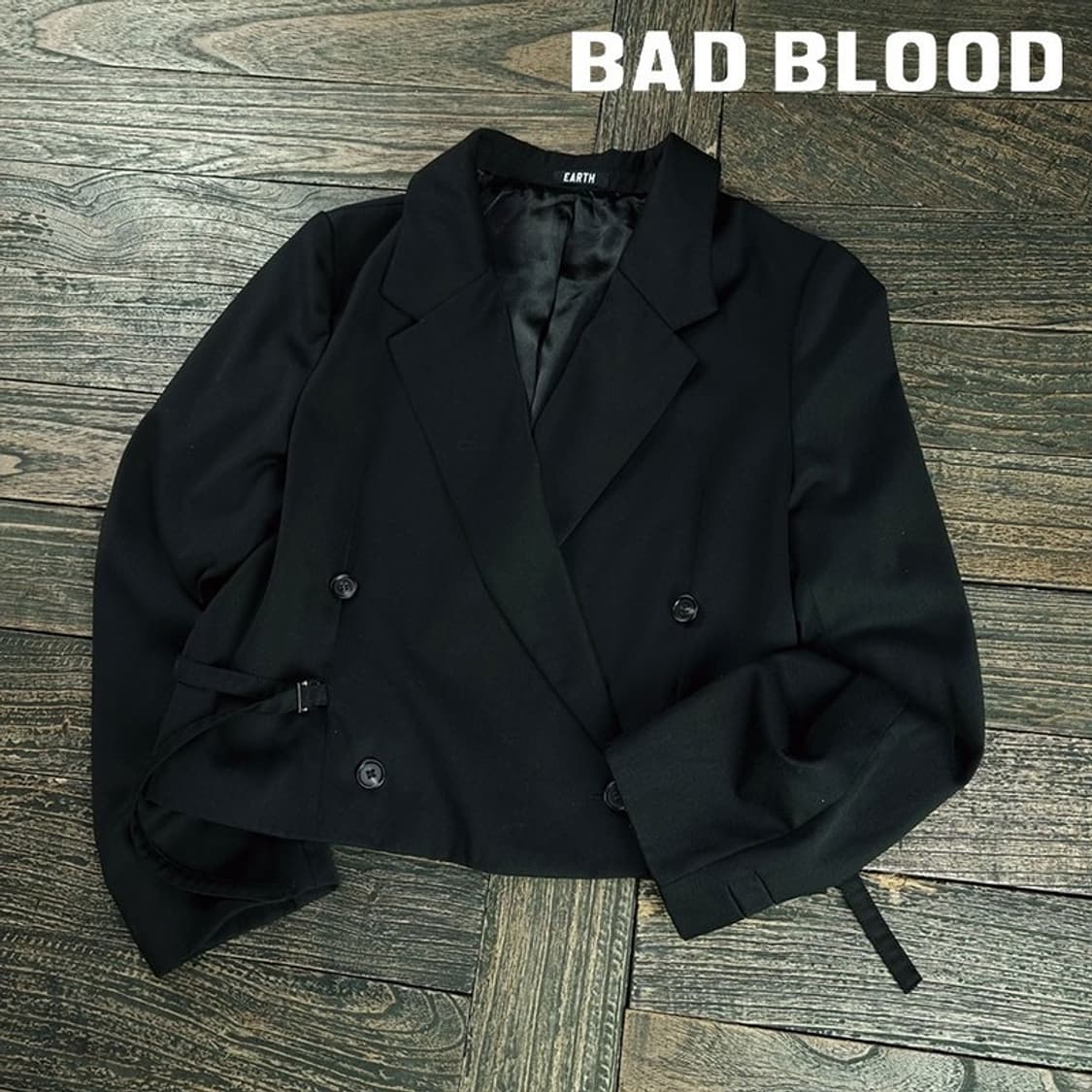 [배드블러드] 오버핏 더블 브레스트 블레이저 자켓 블랙 M19906 상품이미지1