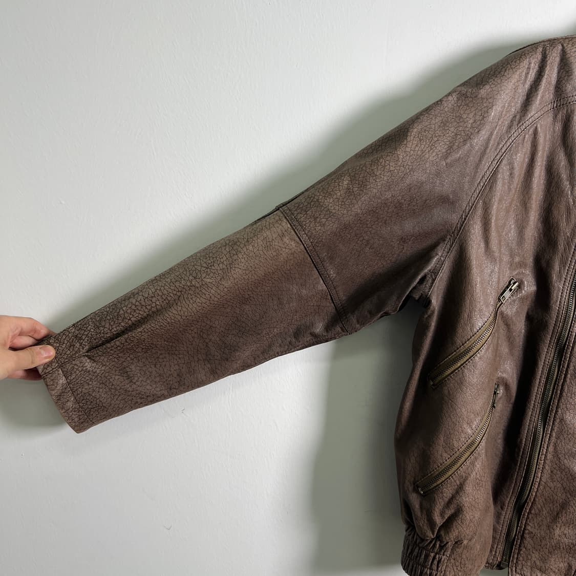 Tokyo Leather 브라운 가죽 봄버 자켓 M 상품이미지7