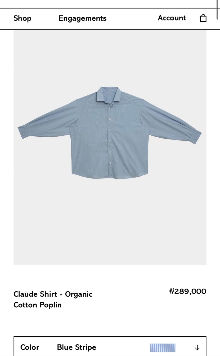 [XS,S,M]베이스레인지 Claude 오가닉 스트라이프 셔츠/블루 상품이미지10
