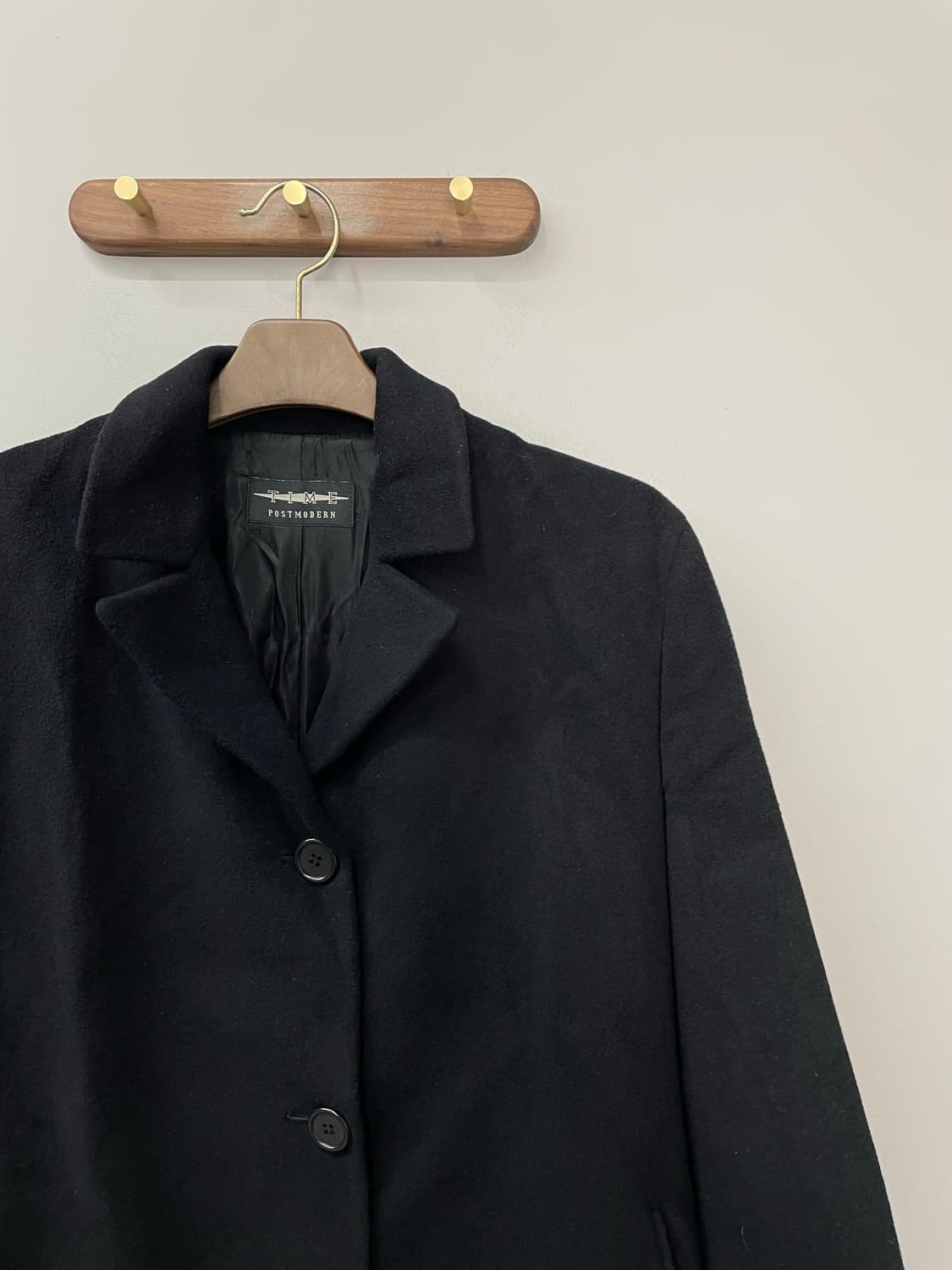 타임 울 블랙 롱코트 H1363 상품이미지3