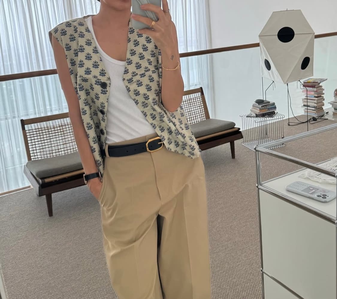 르쏘넷 플라워 패턴 베스트 조끼 (라운딩 의류) 상품이미지4