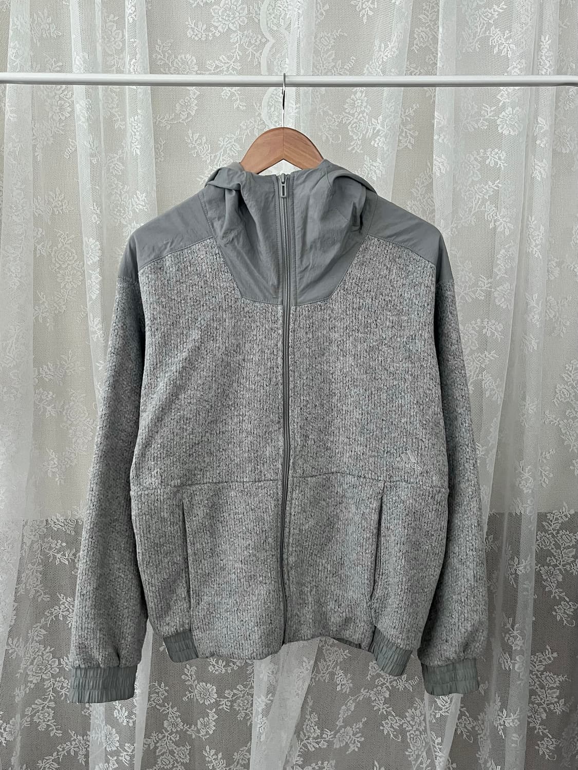 L) 아디다스 니트 플리스 후드 집업 그레이 상품이미지1