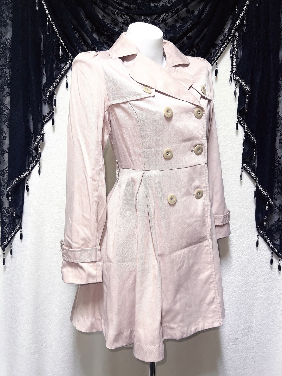 어스뮤직 로맨틱갸루 로걀 히메 핑크 트렌치코트 자켓 모리 라떼 핀터 상품이미지3