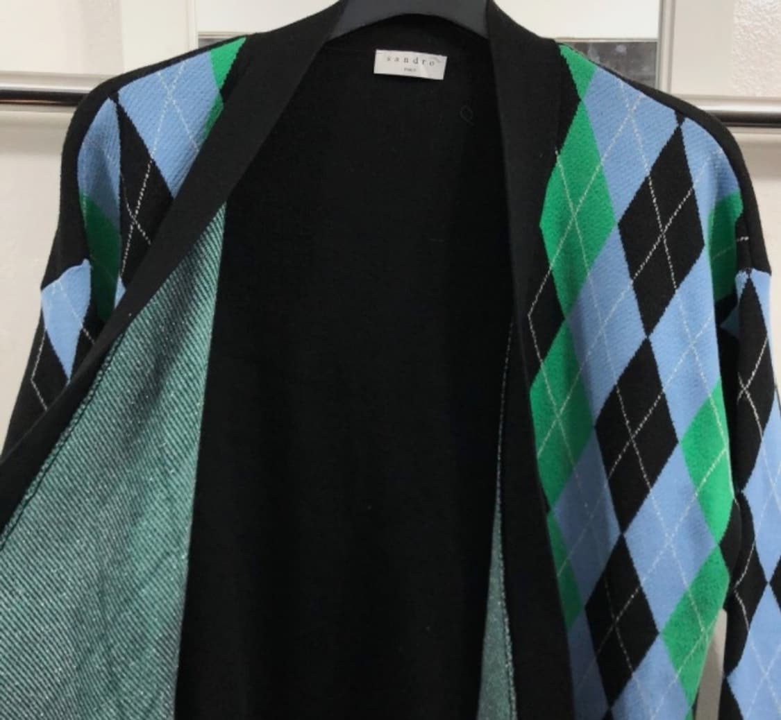 산드로 아가일 롱 가디건 L 상품이미지4