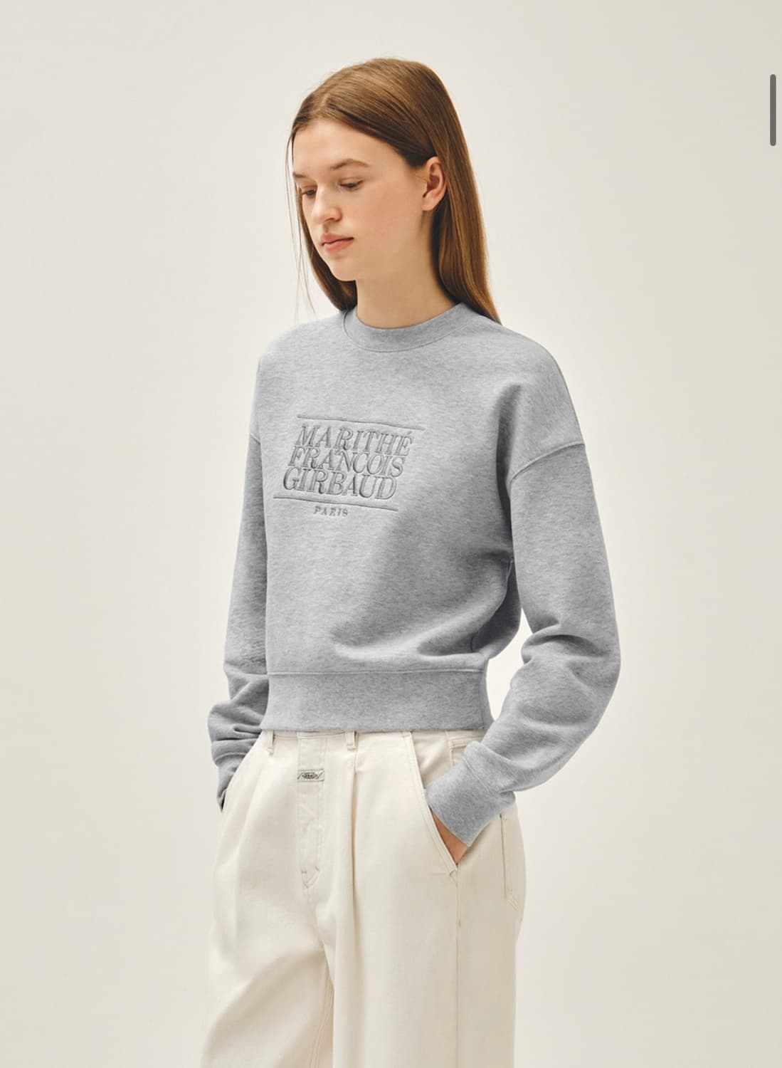 마리떼 클래식 로고 크롭 맨투맨 그레이 M 상품이미지2